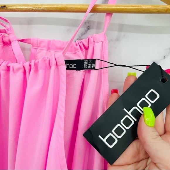 Boohoo Oversized Tiered Color Block Maxi Dress Pink - Picture 5 of 7